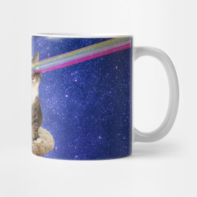 Cute tabby cat in outer space shooting cool rainbows from the sunglasses by Purrfect